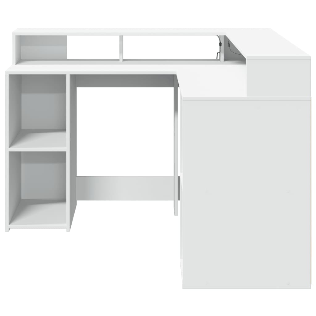 Bureau avec lumières LED blanc 130x130x91 cm bois d'ingénierie Bureaux vidaXL   