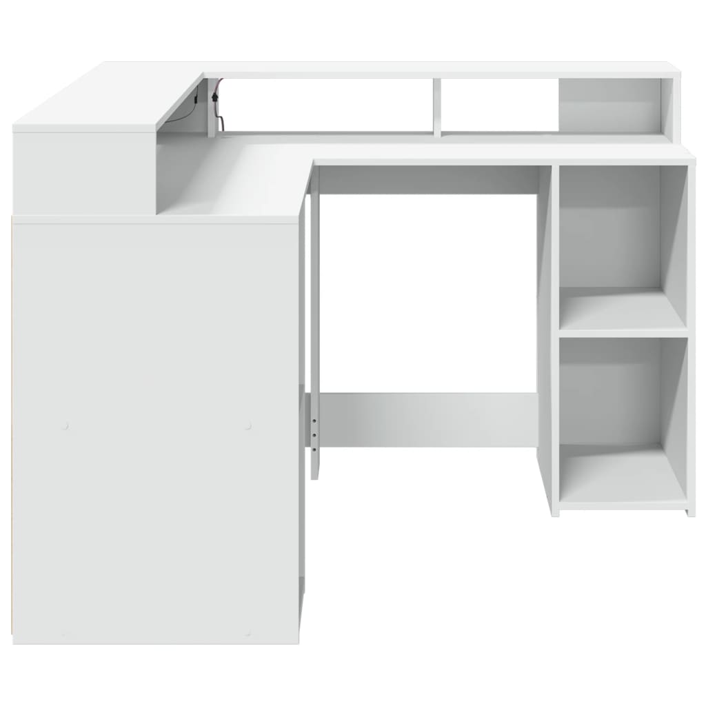 Bureau avec lumières LED blanc 130x130x91 cm bois d'ingénierie Bureaux vidaXL   