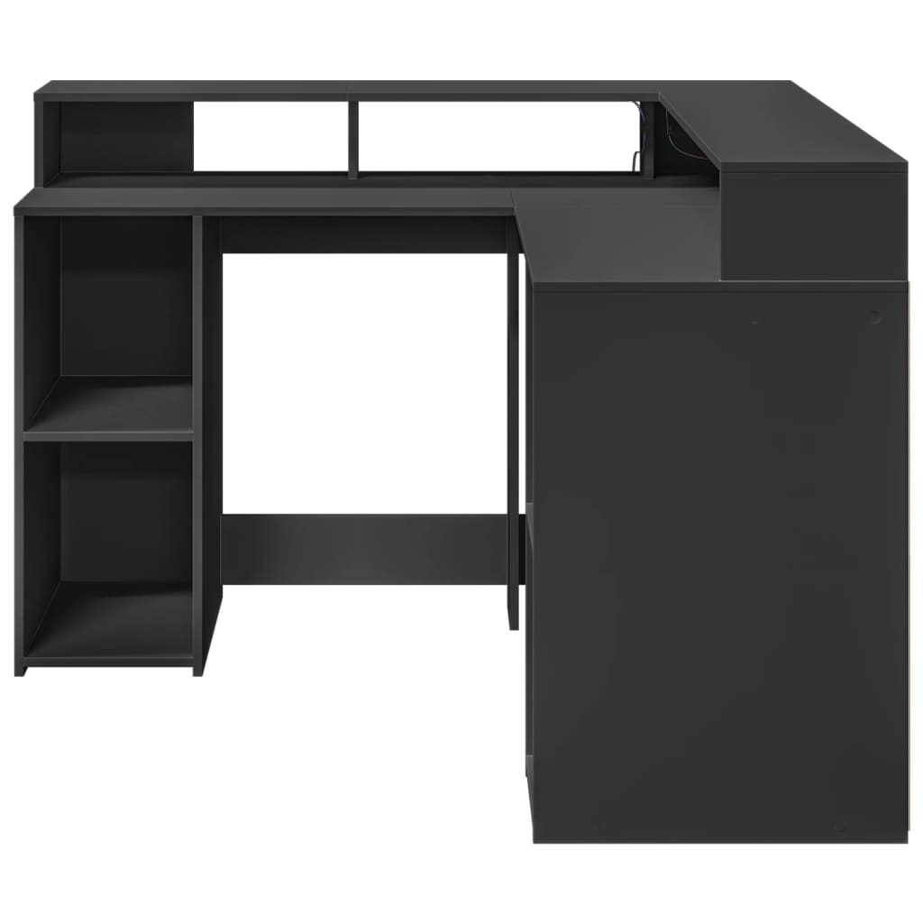 Bureau avec lumières LED noir 130x130x91 cm bois d'ingénierie Bureaux vidaXL   