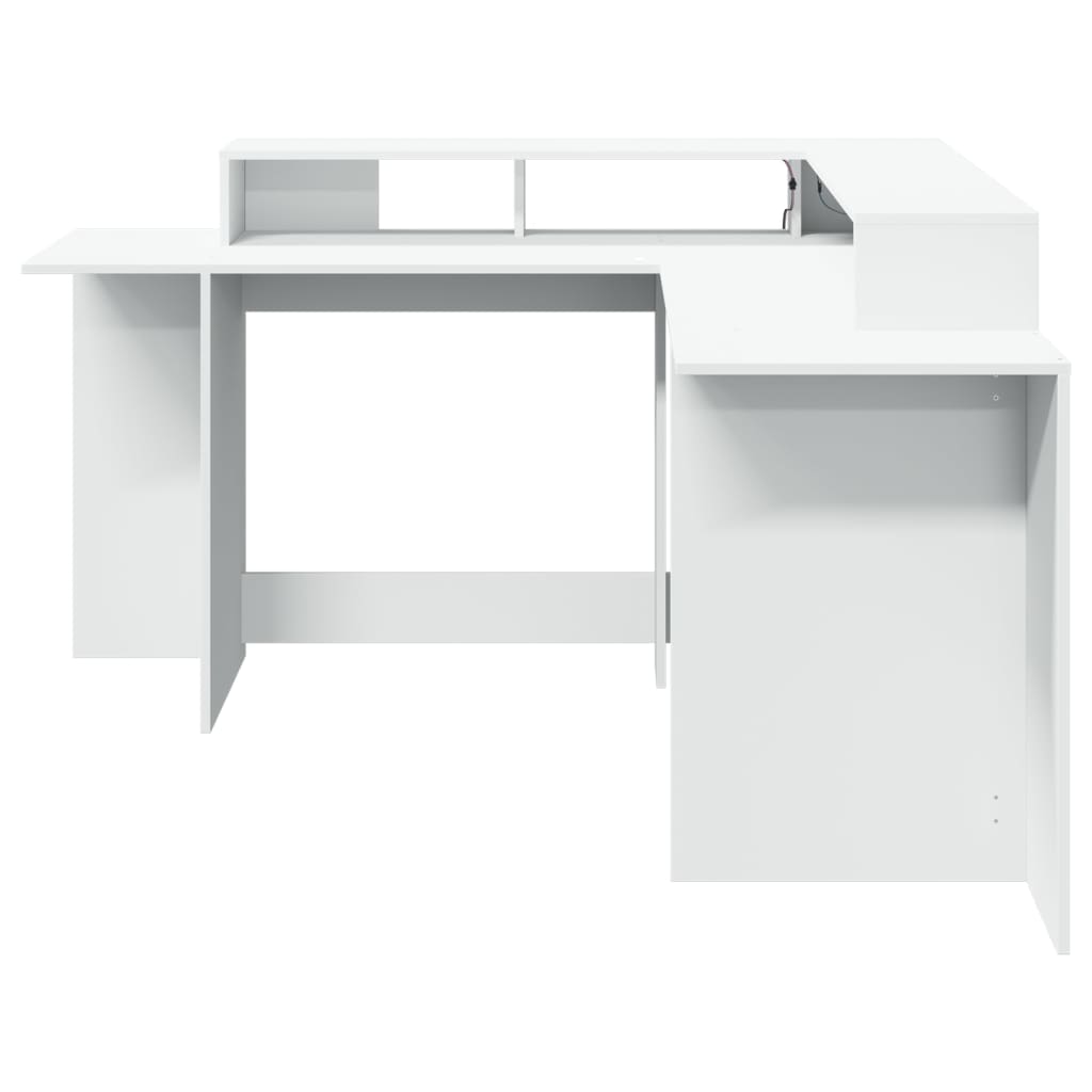 Bureau avec lumières LED blanc 152x152x91 cm bois d'ingénierie Bureaux vidaXL   