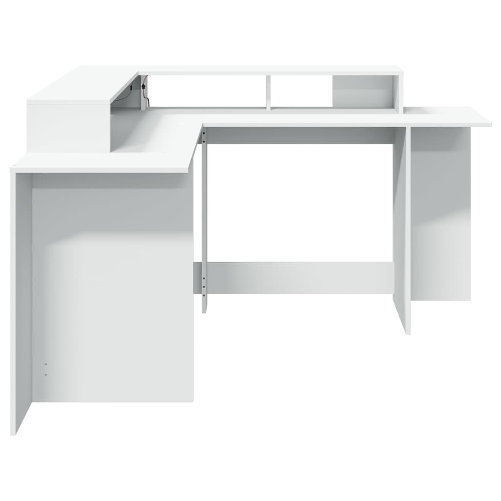 Bureau avec lumières LED blanc 152x152x91 cm bois d'ingénierie Bureaux vidaXL   