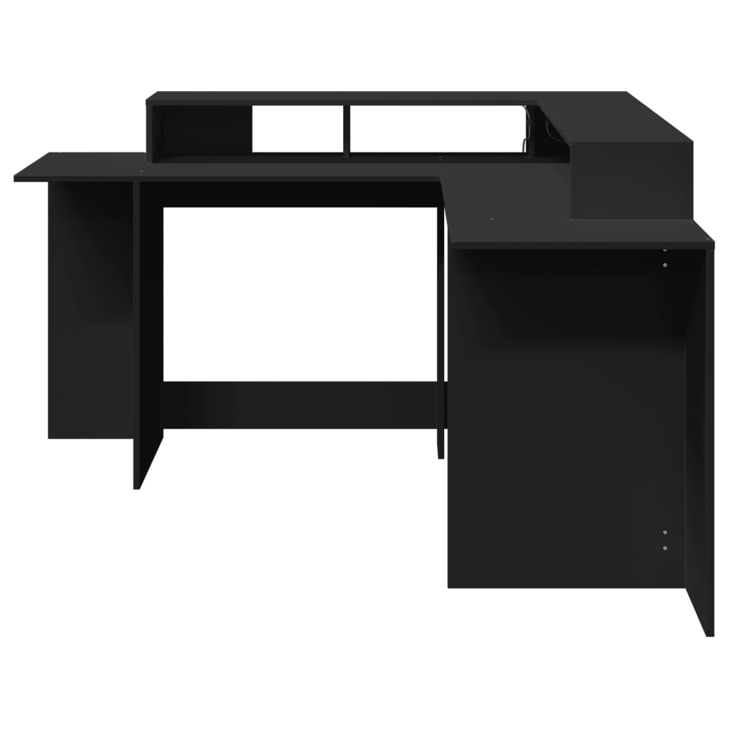 Bureau avec lumières LED noir 152x152x91 cm bois d'ingénierie Bureaux vidaXL   