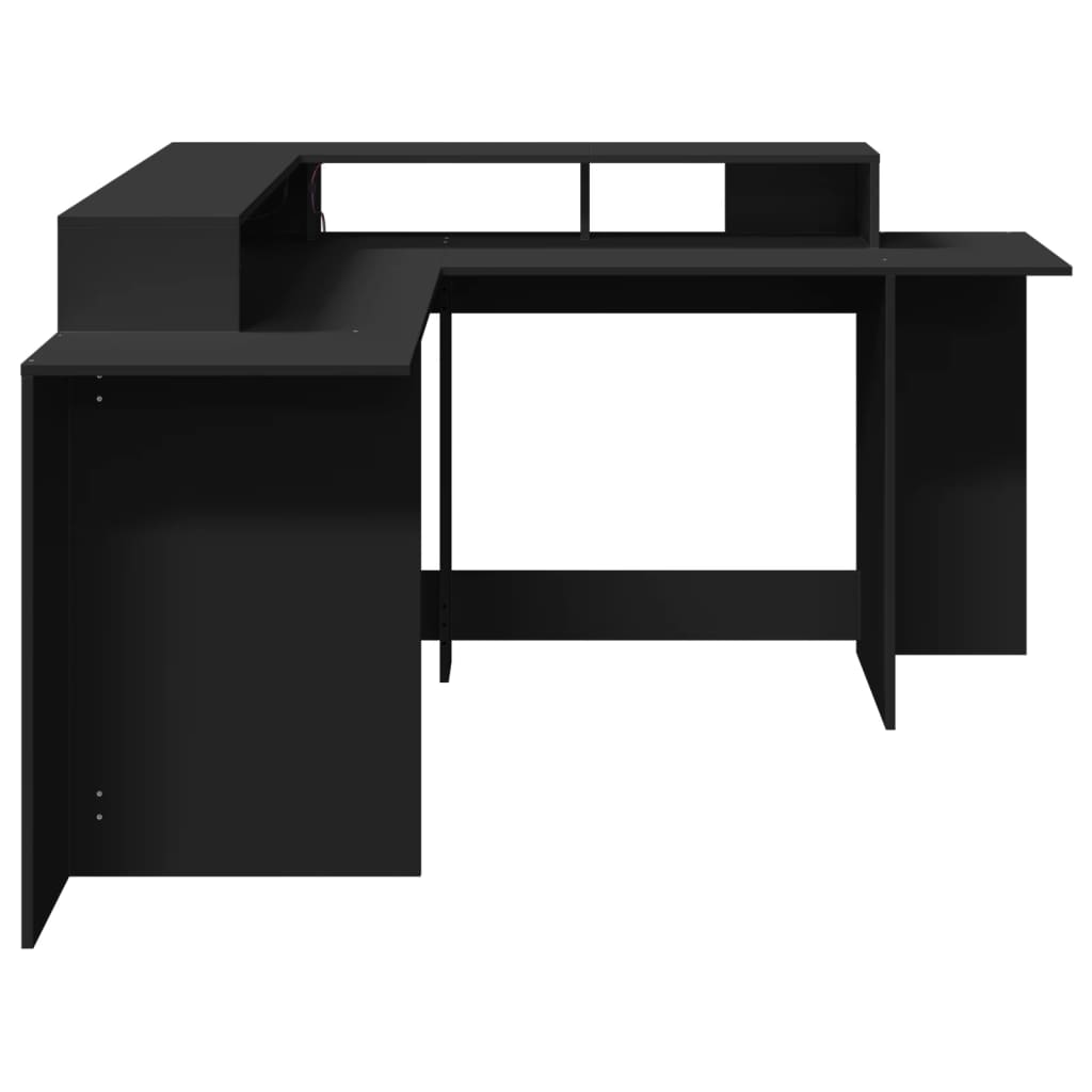 Bureau avec lumières LED noir 152x152x91 cm bois d'ingénierie Bureaux vidaXL   