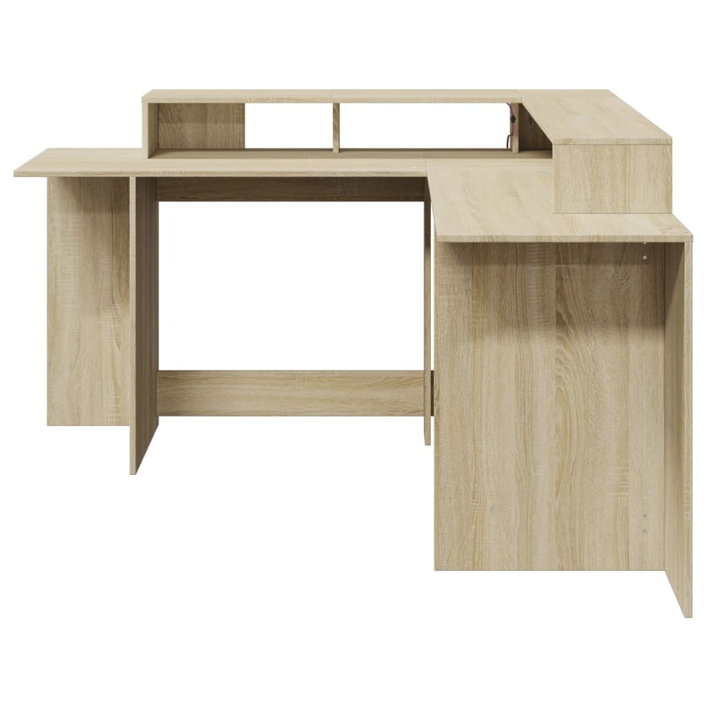 Bureau avec lumières LED chêne sonoma bois d'ingénierie Bureaux vidaXL   