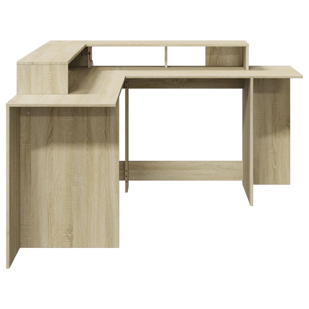 Bureau avec lumières LED chêne sonoma bois d'ingénierie Bureaux vidaXL   