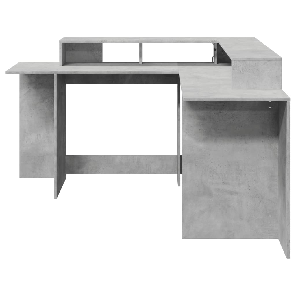 Bureau et lumières LED gris béton 152x152x91cm bois ingénierie Bureaux vidaXL   