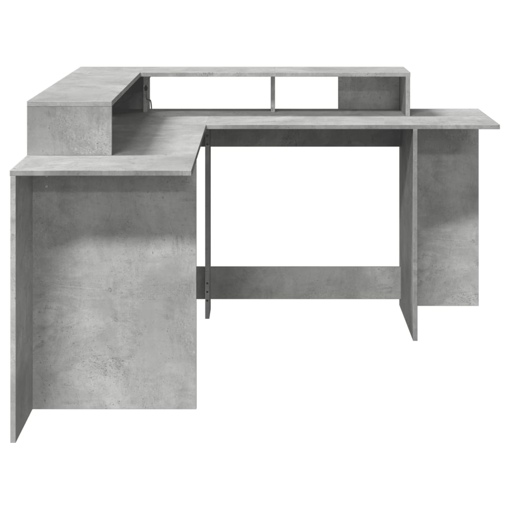 Bureau et lumières LED gris béton 152x152x91cm bois ingénierie Bureaux vidaXL   