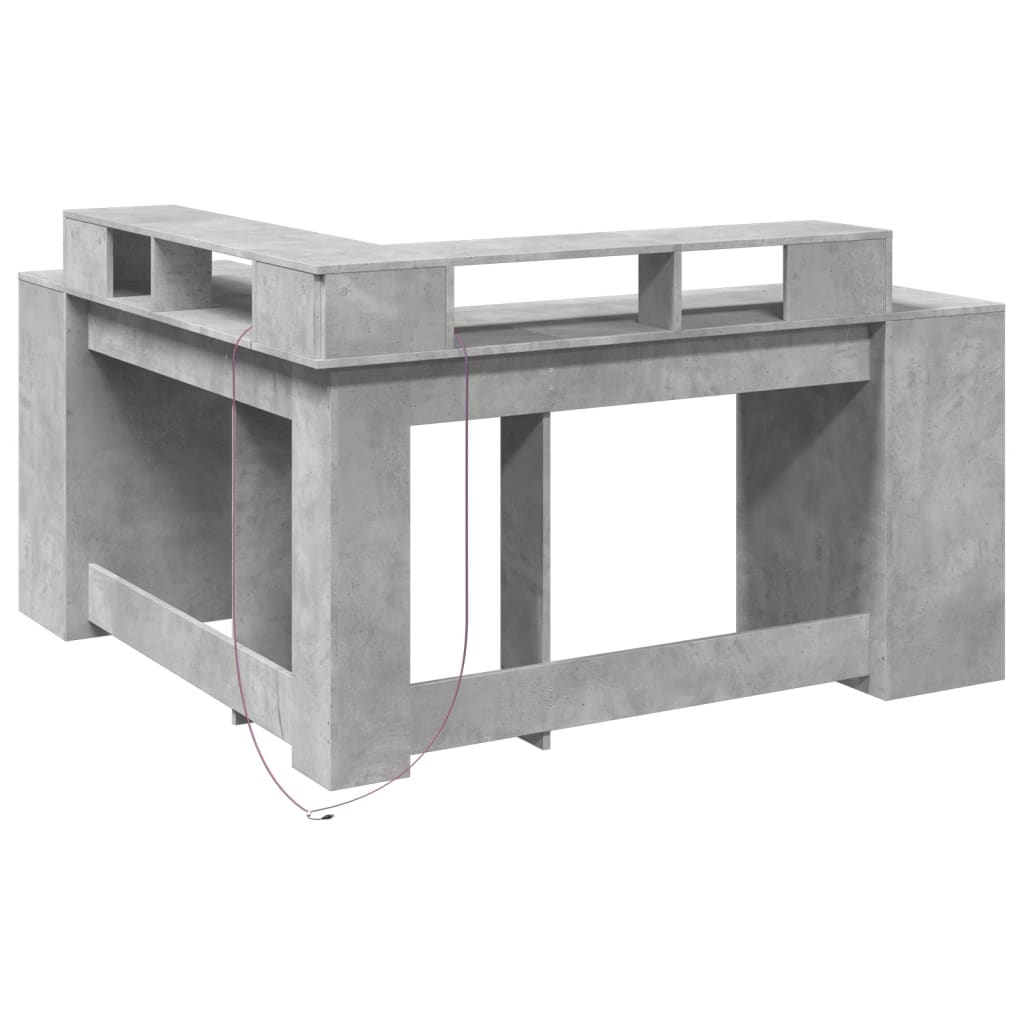 Bureau et lumières LED gris béton 152x152x91cm bois ingénierie Bureaux vidaXL   