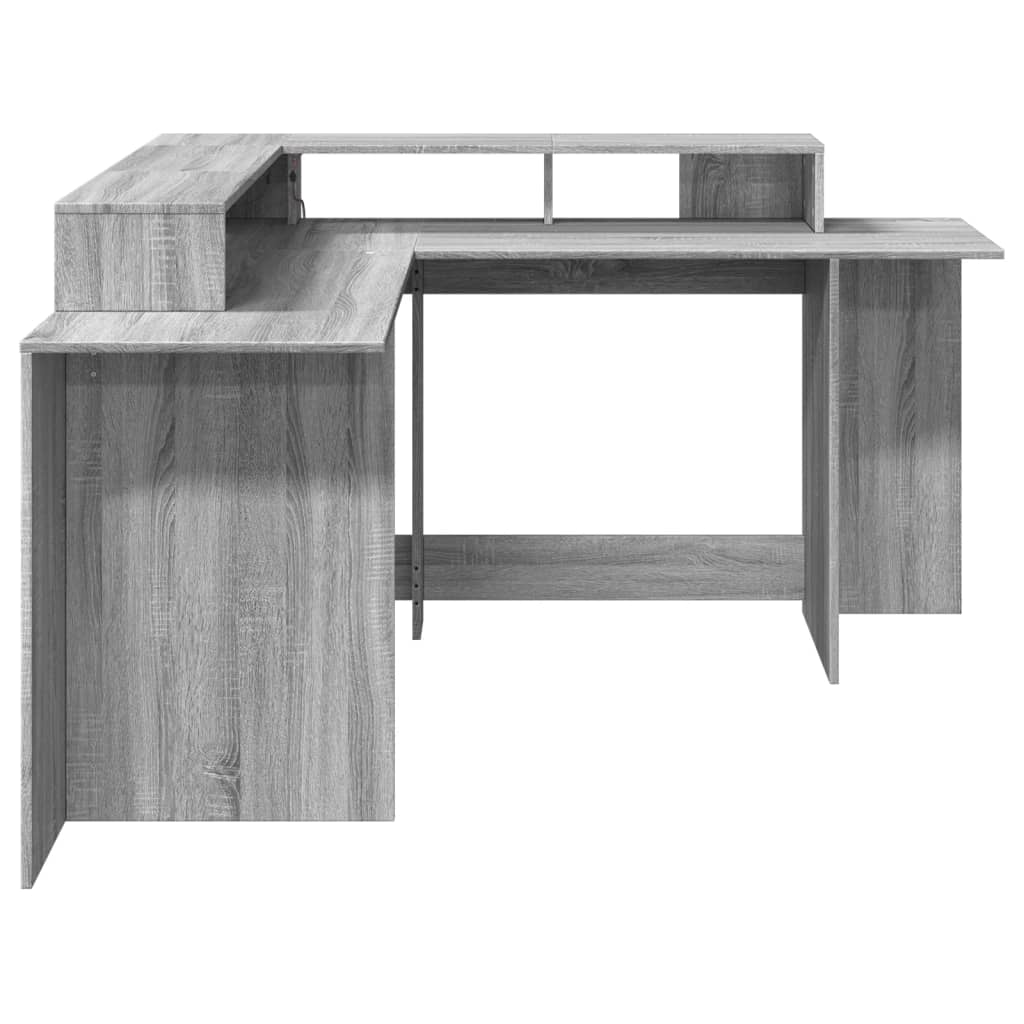 Bureau et lumières LED sonoma gris 152x152x91cm bois ingénierie Bureaux vidaXL   