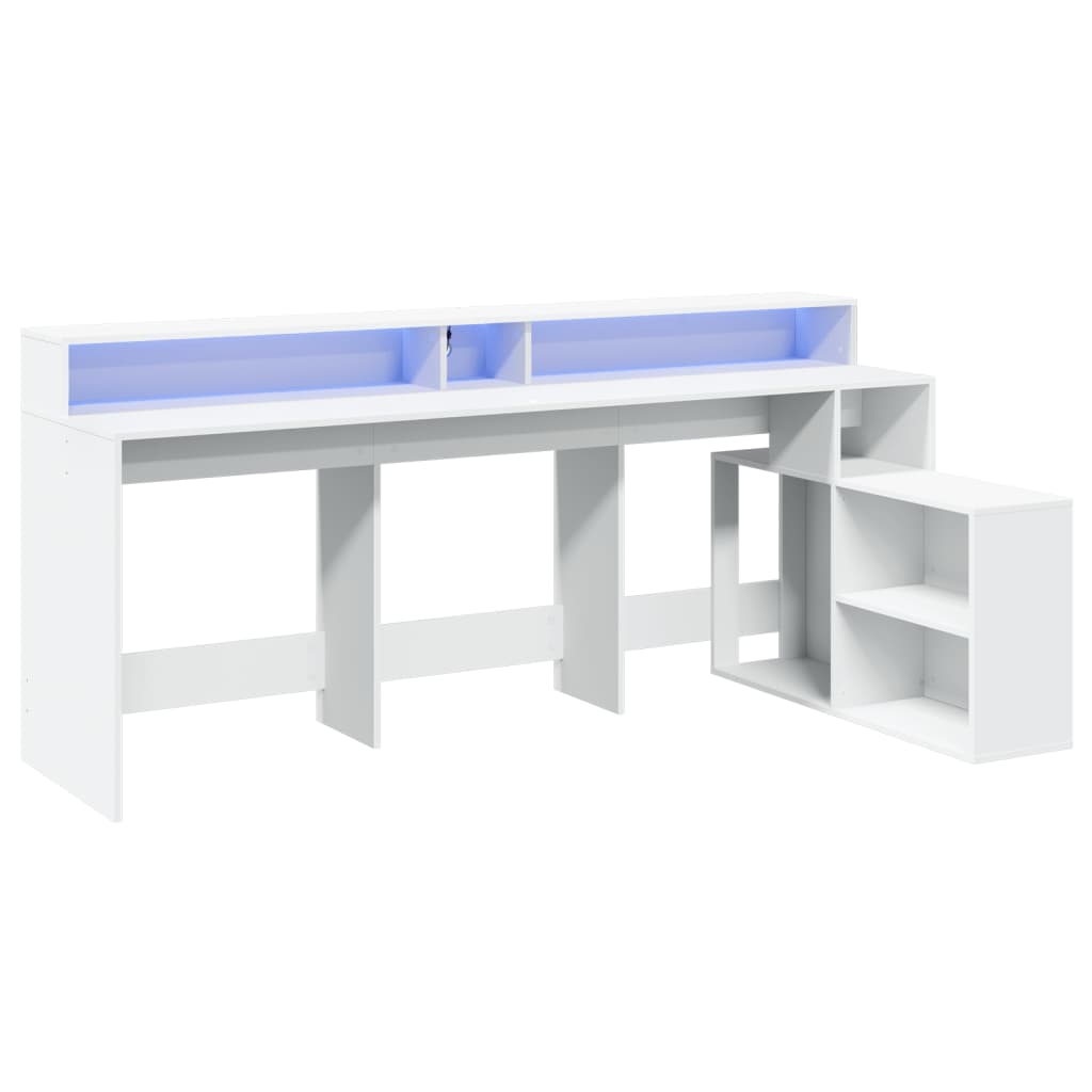 Bureau avec lumières LED blanc 200x104x91 cm bois d'ingénierie Bureaux vidaXL   