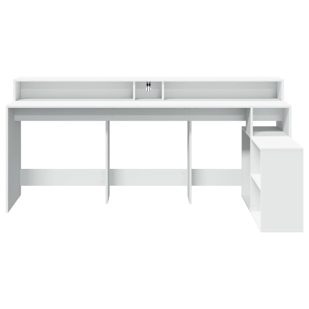 Bureau avec lumières LED blanc 200x104x91 cm bois d'ingénierie Bureaux vidaXL   