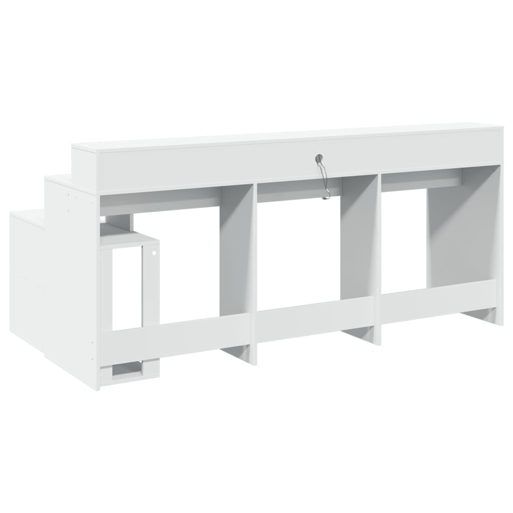 Bureau avec lumières LED blanc 200x104x91 cm bois d'ingénierie Bureaux vidaXL   