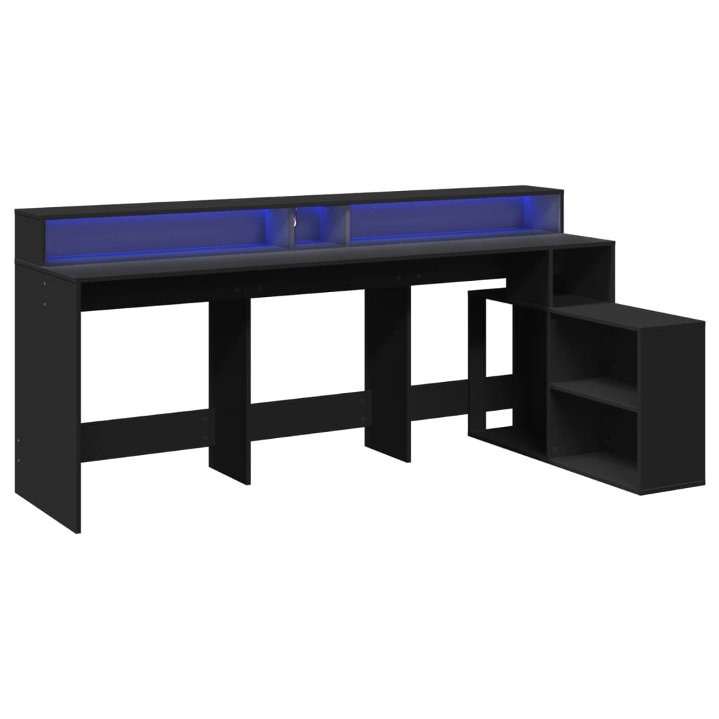 Bureau avec lumières LED noir 200x104x91 cm bois d'ingénierie Bureaux vidaXL   