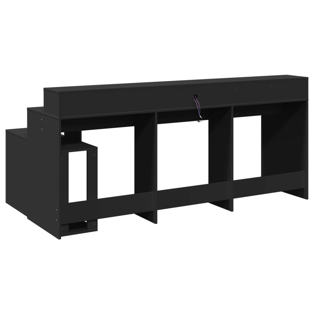 Bureau avec lumières LED noir 200x104x91 cm bois d'ingénierie Bureaux vidaXL   