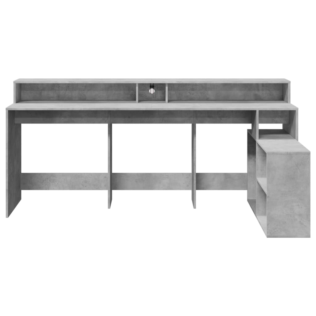 Bureau et lumières LED gris béton 200x104x91cm bois ingénierie Bureaux vidaXL   