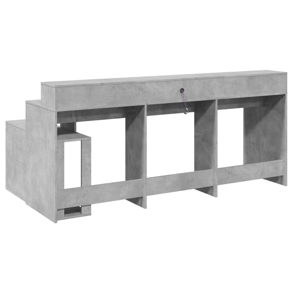 Bureau et lumières LED gris béton 200x104x91cm bois ingénierie Bureaux vidaXL   