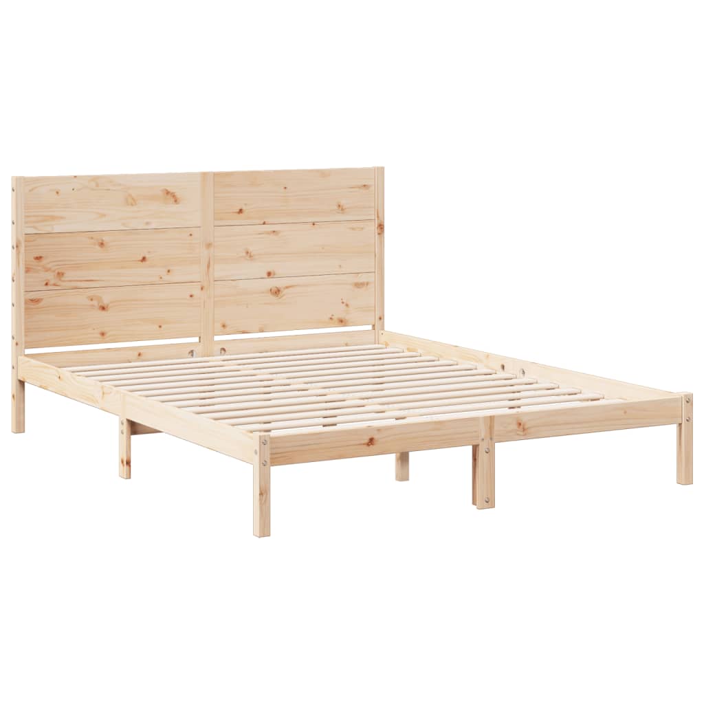 Cadre de lit extra long sans matelas 160x220 cm bois massif Lits & cadres de lit vidaXL   