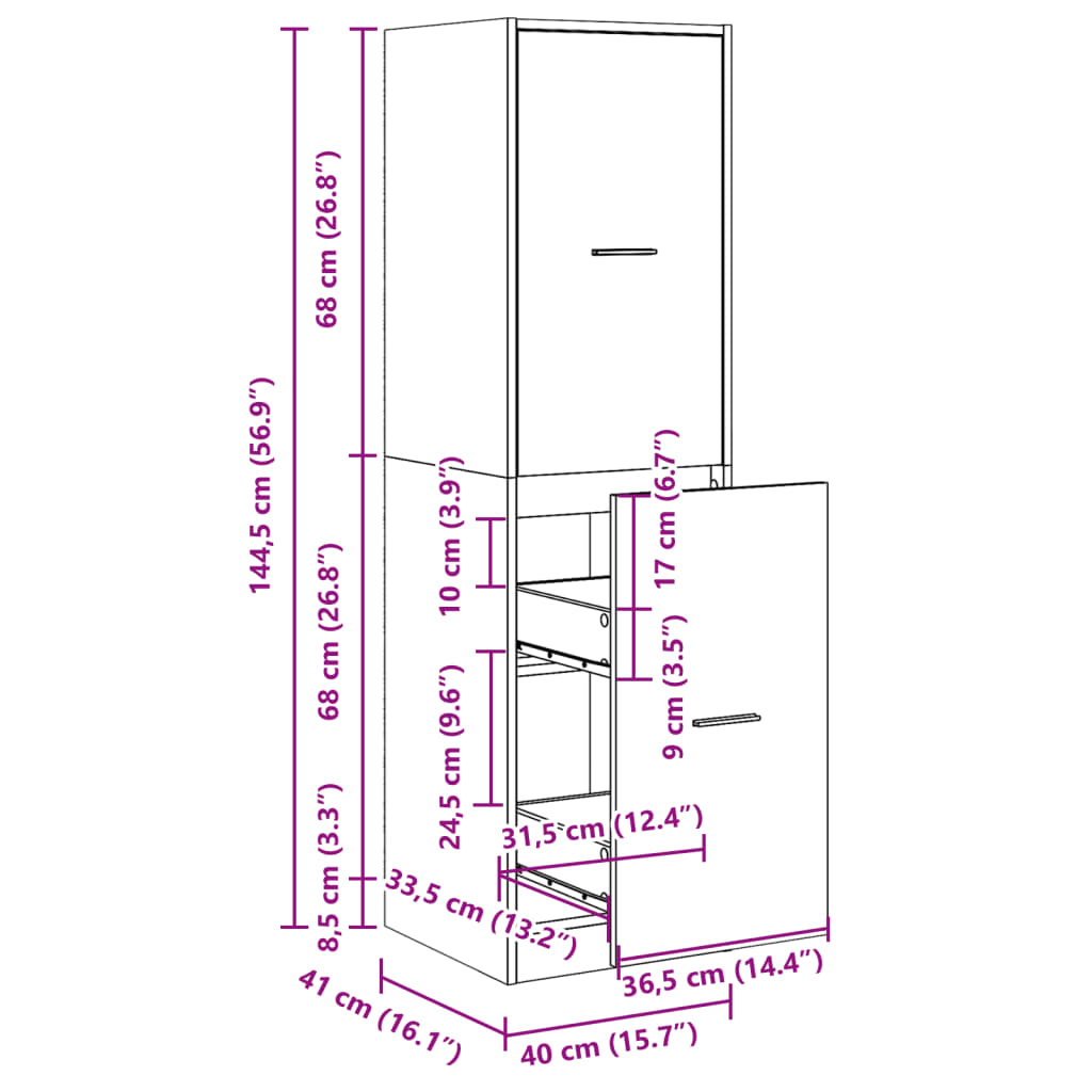 Armoire apothicaire chêne marron 40x41x144,5 cm bois ingénierie Casiers & armoires de rangement vidaXL   