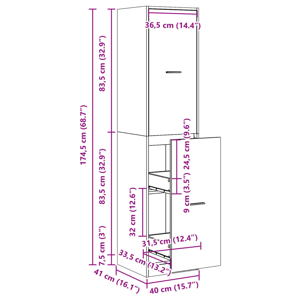 Armoire d'apothicaire blanc 40x41x174,5 cm bois d'ingénierie Casiers & armoires de rangement vidaXL   