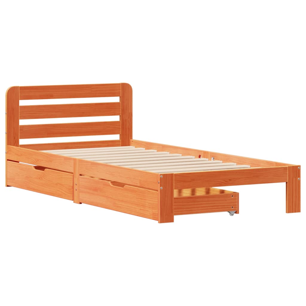 Cadre de lit sans matelas cire marron 90x200 cm bois pin massif Lits & cadres de lit vidaXL   