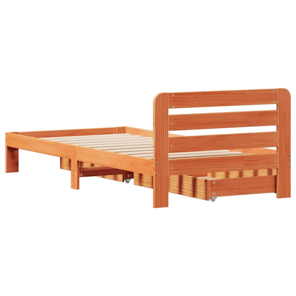 Cadre de lit sans matelas cire marron 90x200 cm bois pin massif Lits & cadres de lit vidaXL   