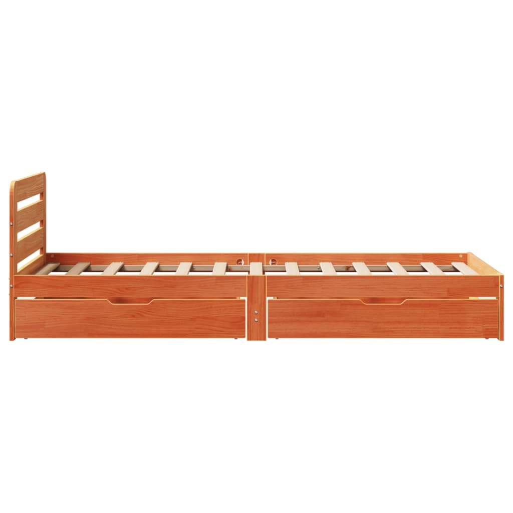 Cadre de lit sans matelas cire marron 100x200cm bois pin massif Lits & cadres de lit vidaXL   