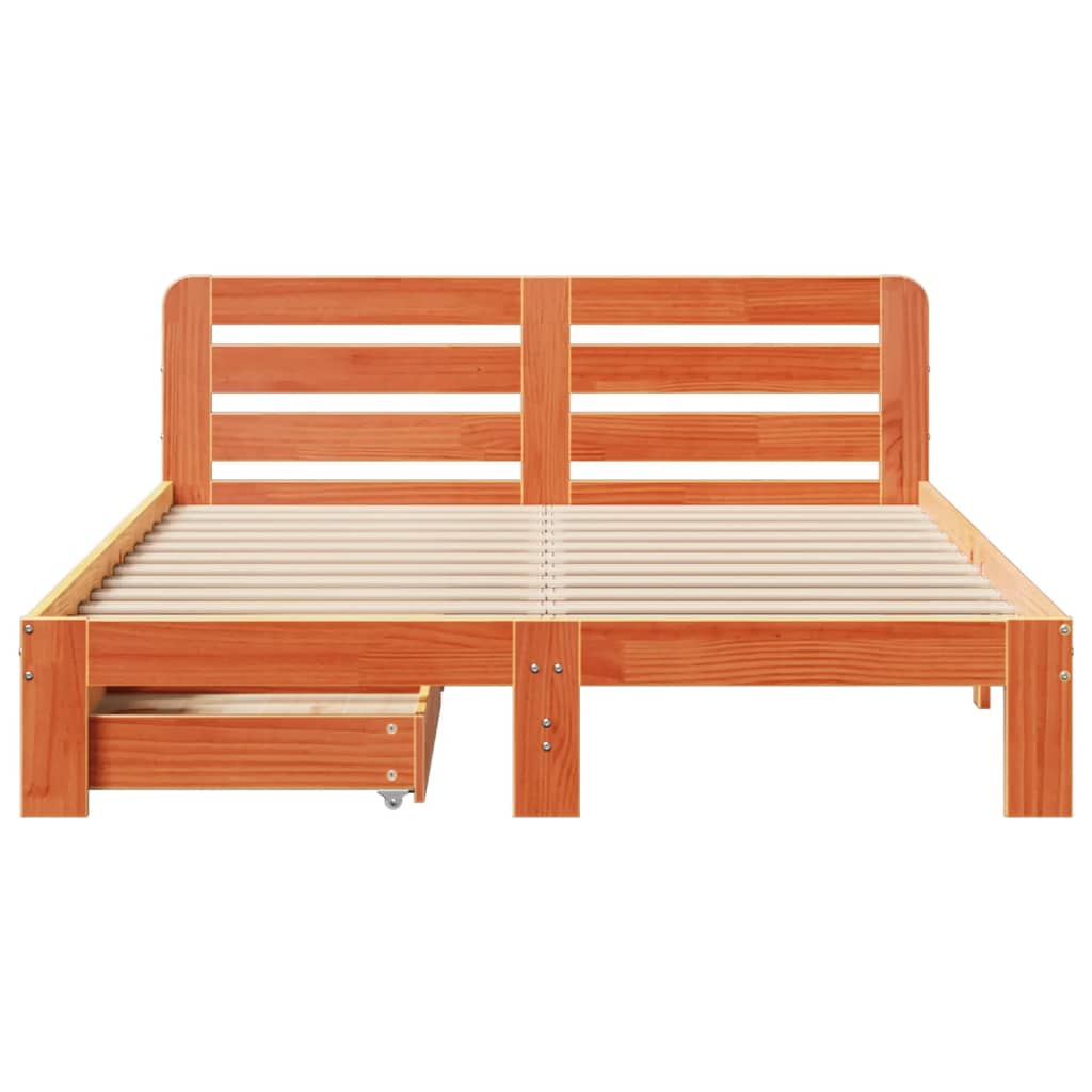 Cadre de lit sans matelas cire marron 140x200cm bois pin massif Lits & cadres de lit vidaXL   