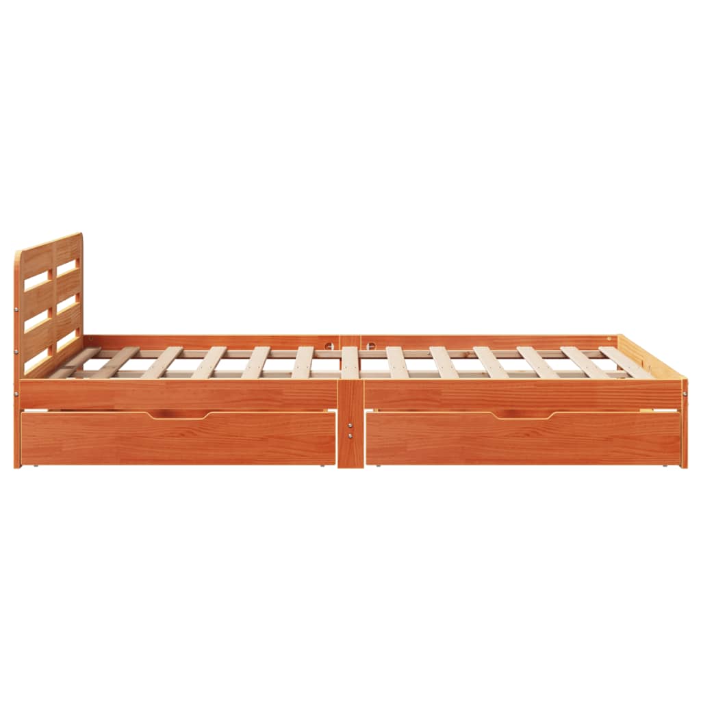 Cadre de lit sans matelas cire marron 140x200cm bois pin massif Lits & cadres de lit vidaXL   