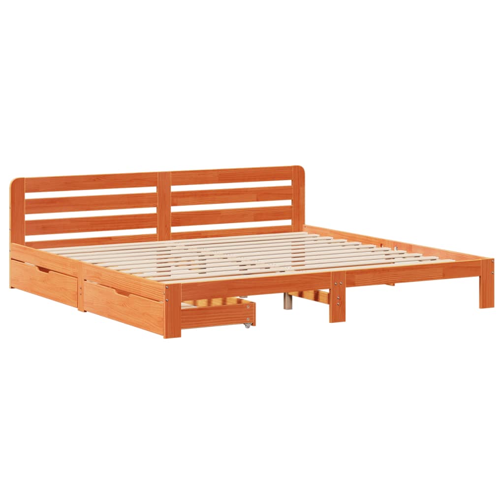 Cadre de lit sans matelas cire marron 180x200cm bois pin massif Lits & cadres de lit vidaXL   