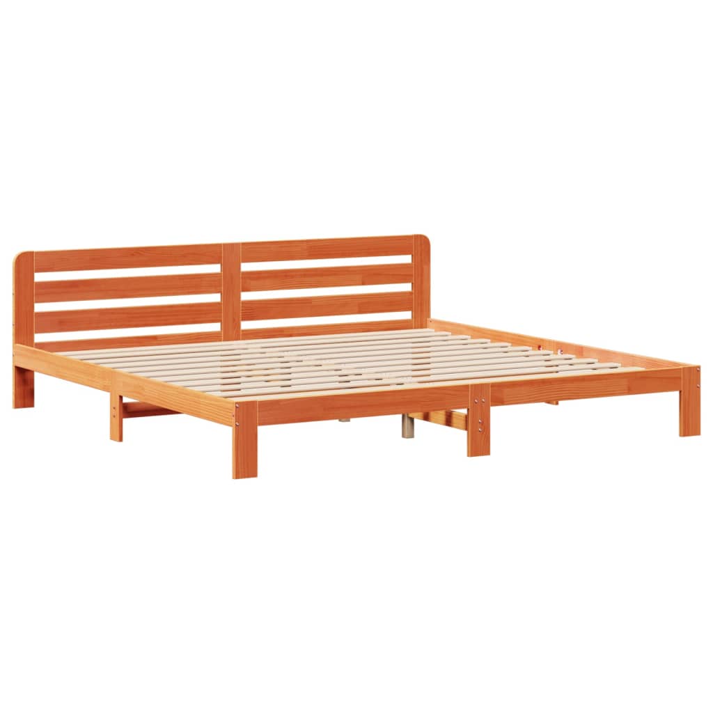 Cadre de lit sans matelas cire marron 180x200cm bois pin massif Lits & cadres de lit vidaXL   