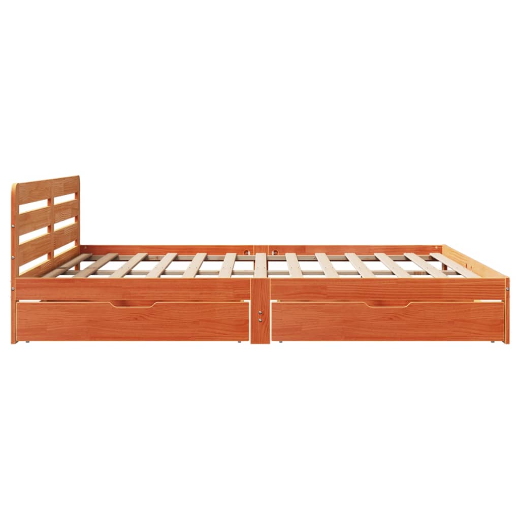 Cadre de lit sans matelas cire marron 180x200cm bois pin massif Lits & cadres de lit vidaXL   