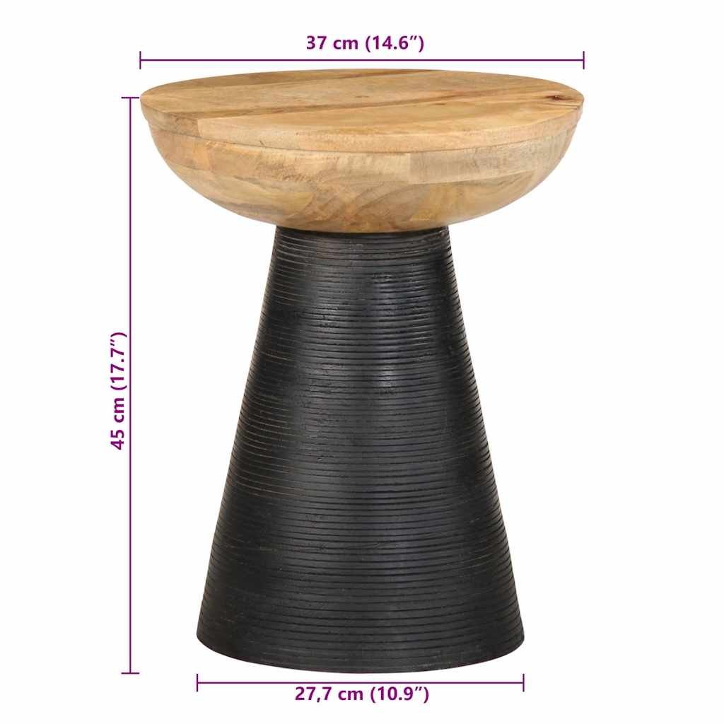 Table d'appoint noir Ø37x45 cm bois de manguier massif Tables d'appoint vidaXL