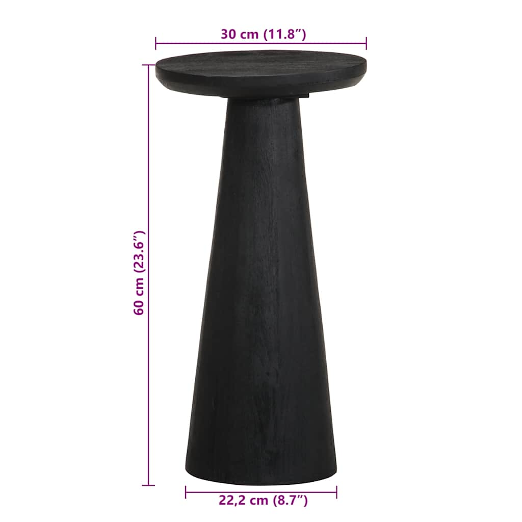 Table d'appoint noir Ø30x60 cm bois de manguier massif Tables d'appoint vidaXL