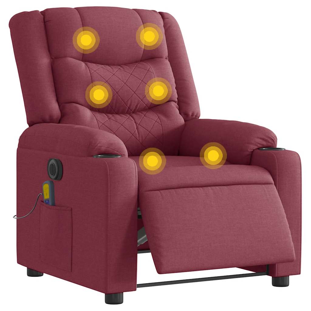 Fauteuil de massage inclinable électrique Rouge bordeaux Tissu Fauteuils vidaXL