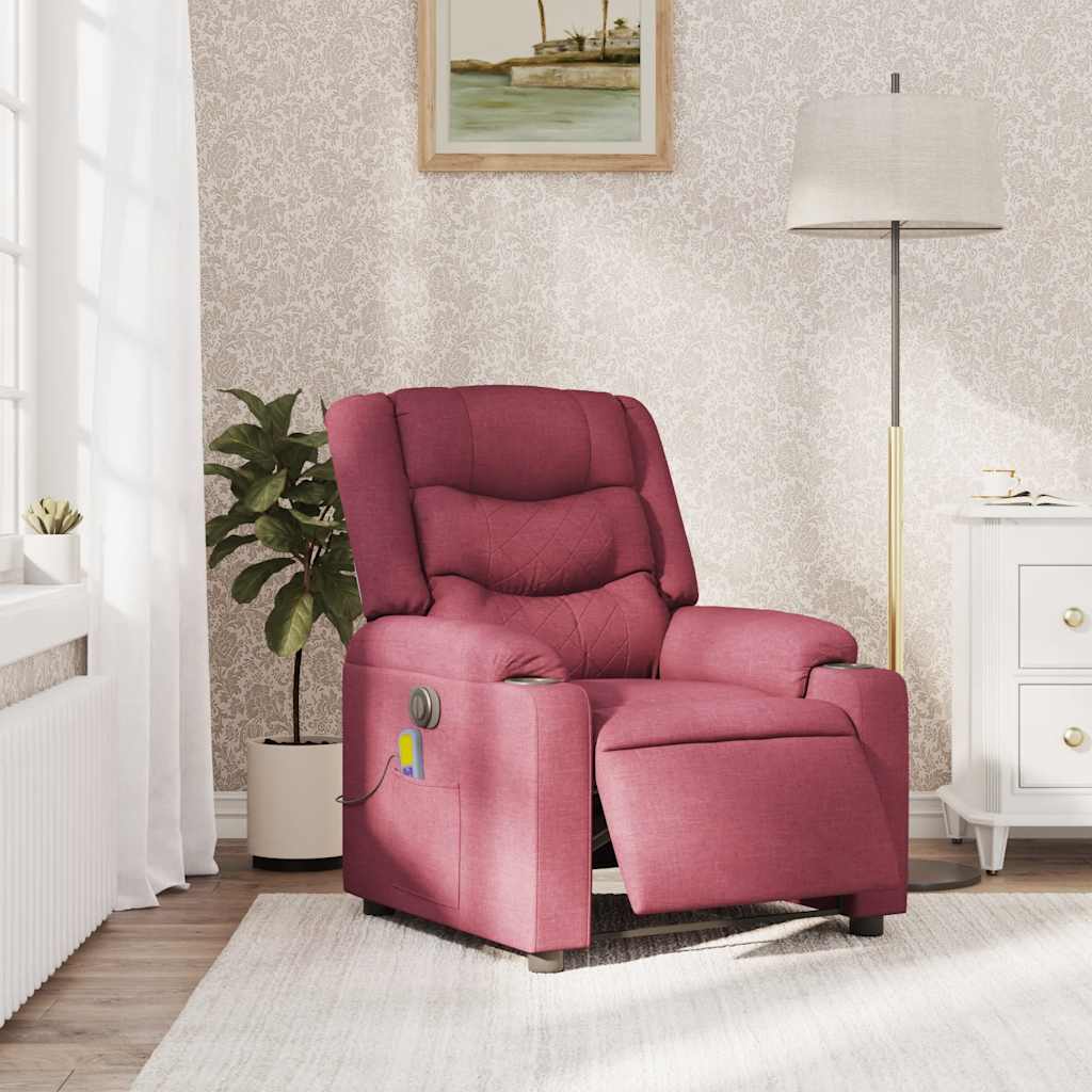 Fauteuil de massage inclinable électrique Rouge bordeaux Tissu Fauteuils vidaXL