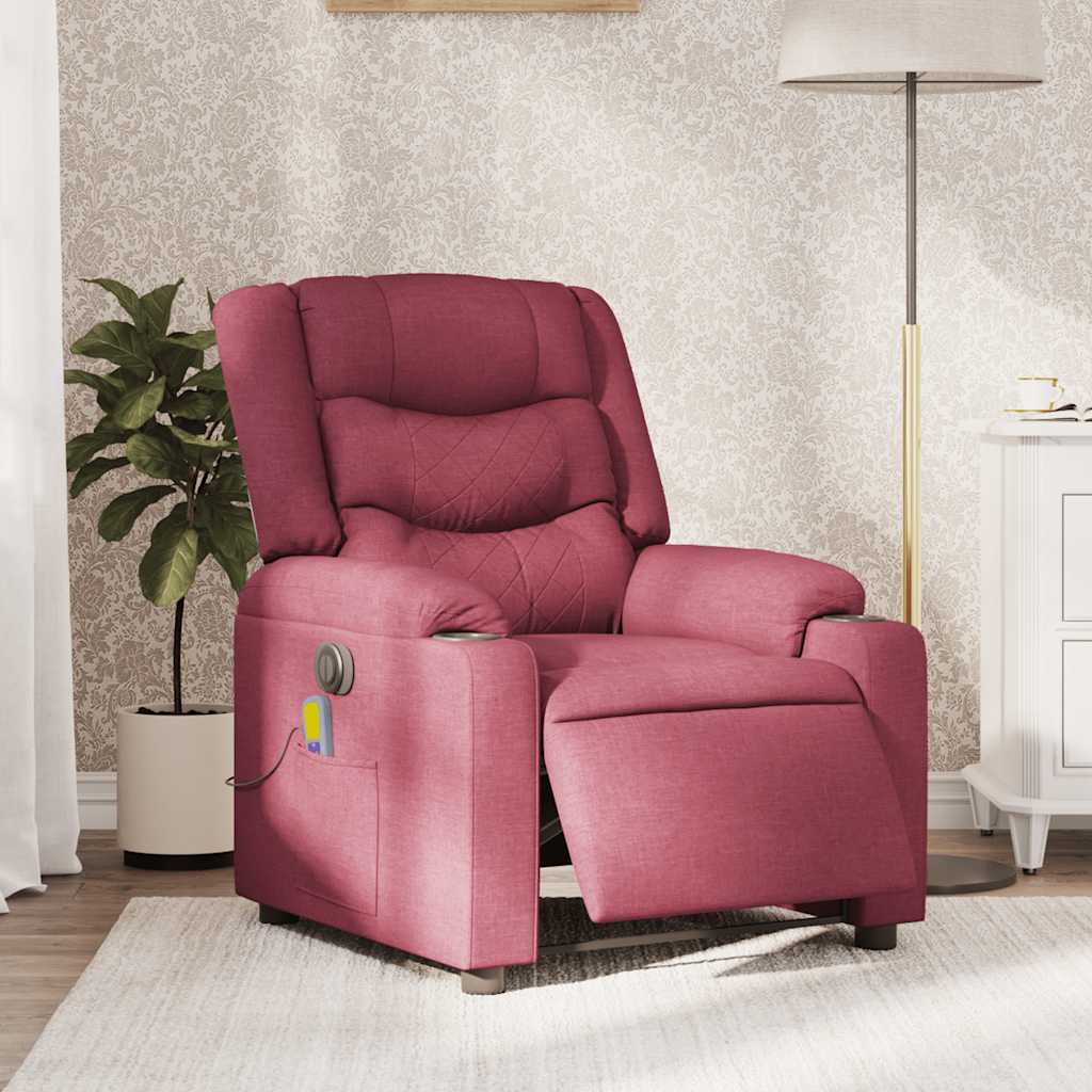 Fauteuil de massage inclinable électrique Rouge bordeaux Tissu Fauteuils vidaXL