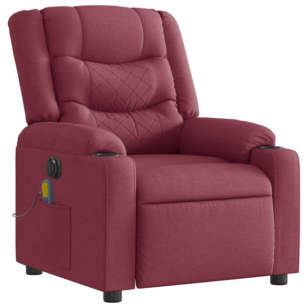 Fauteuil de massage inclinable électrique Rouge bordeaux Tissu Fauteuils vidaXL