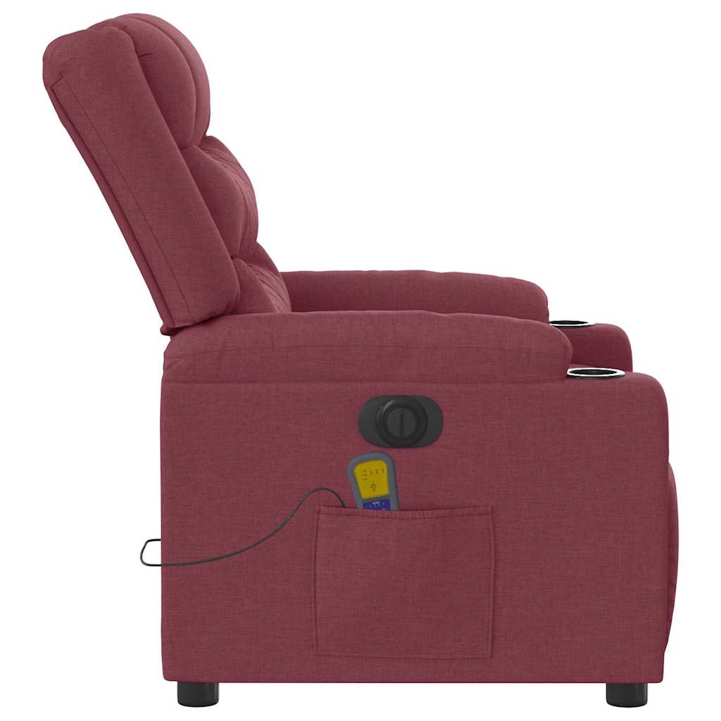 Fauteuil de massage inclinable électrique Rouge bordeaux Tissu Fauteuils vidaXL