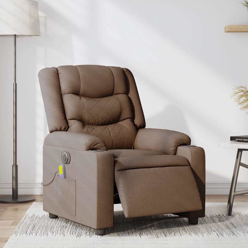 Fauteuil inclinable de massage électrique marron tissu Fauteuils vidaXL