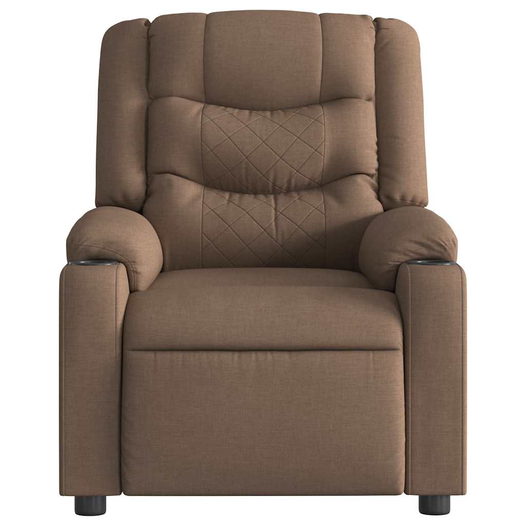 Fauteuil inclinable de massage électrique marron tissu Fauteuils vidaXL