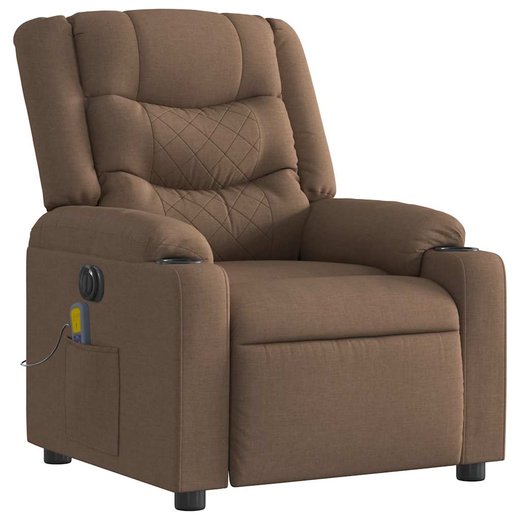 Fauteuil inclinable de massage électrique marron tissu Fauteuils vidaXL