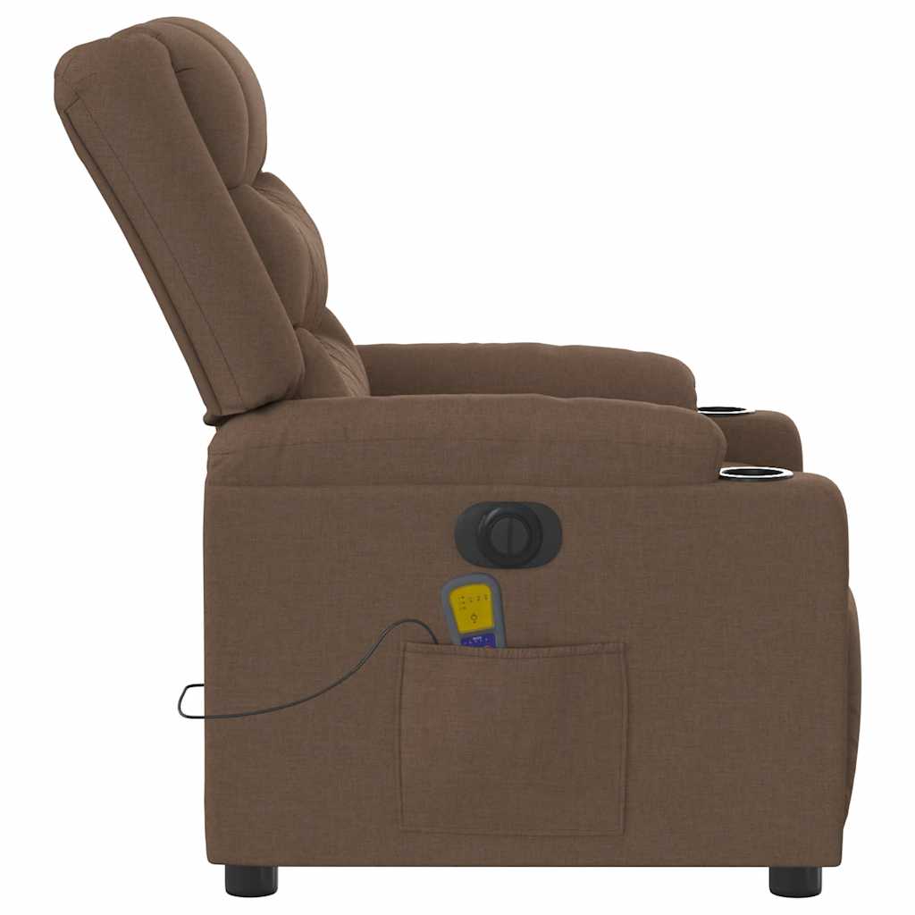 Fauteuil inclinable de massage électrique marron tissu Fauteuils vidaXL