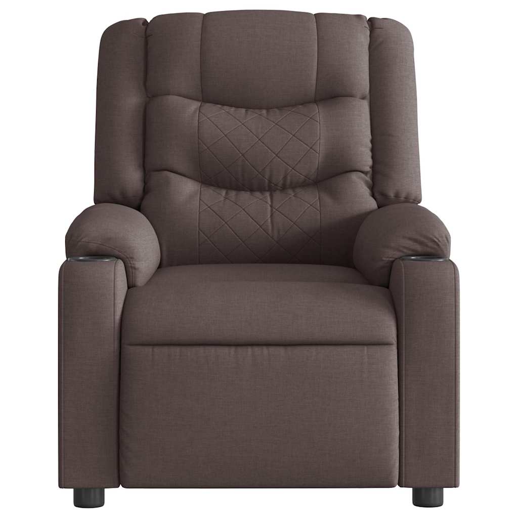 Fauteuil de massage inclinable électrique Marron foncé Tissu Fauteuils vidaXL