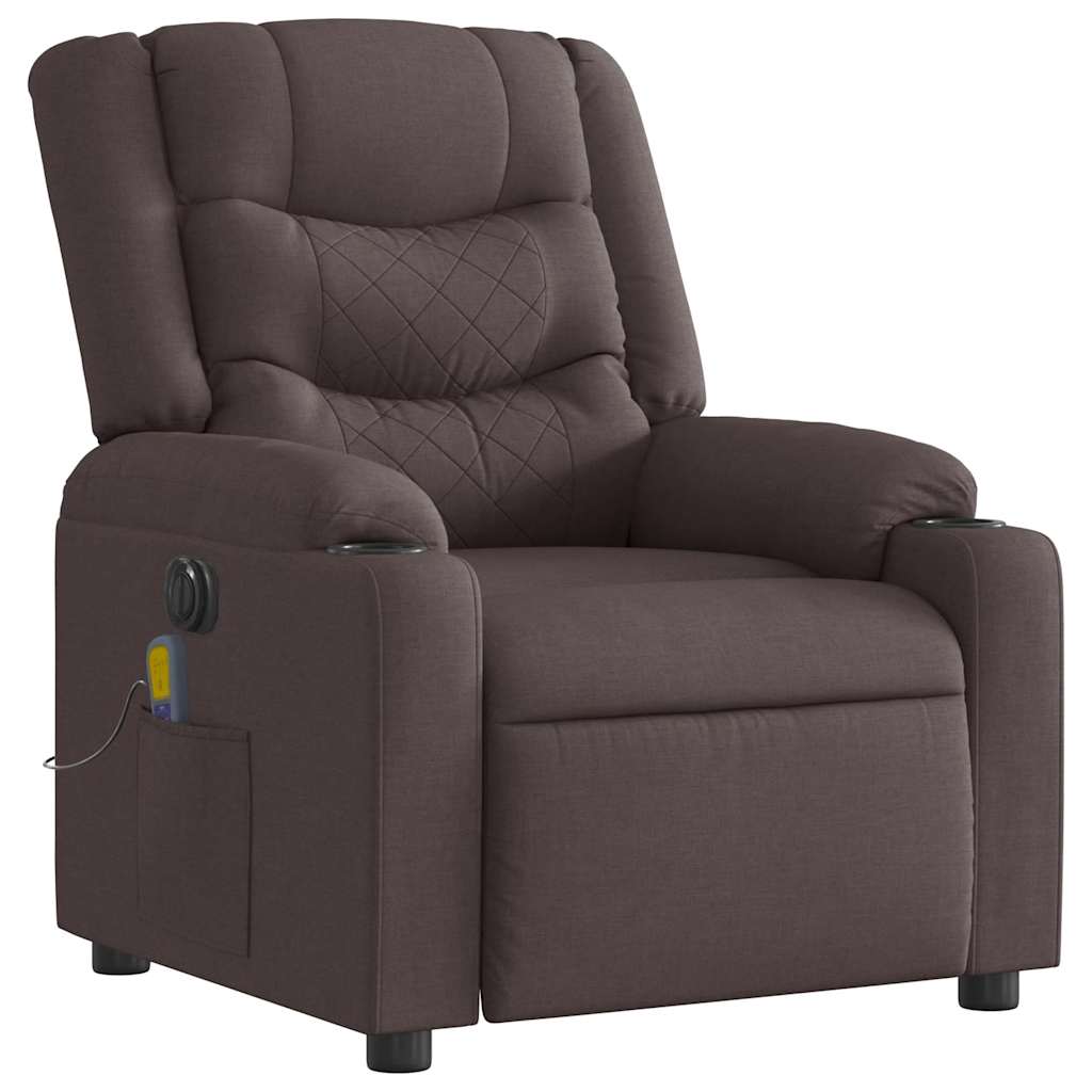 Fauteuil de massage inclinable électrique Marron foncé Tissu Fauteuils vidaXL