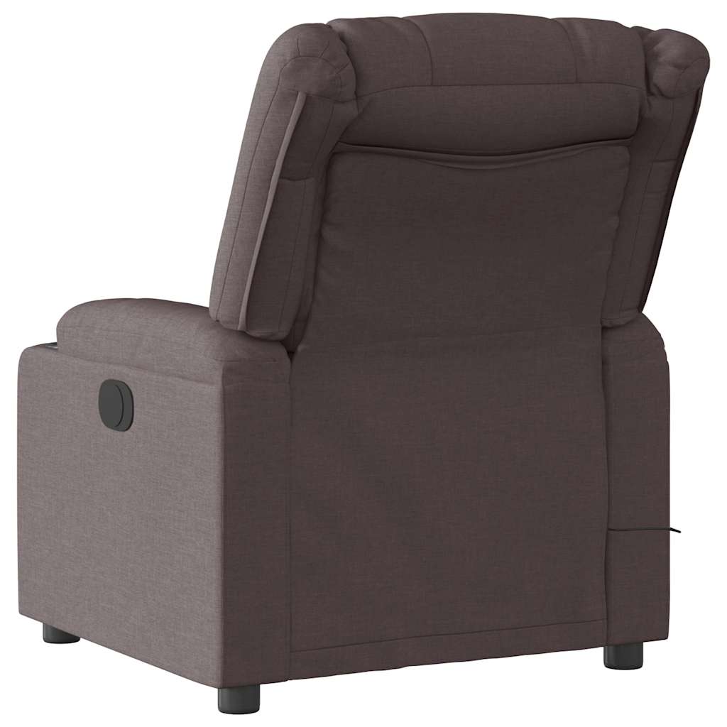 Fauteuil de massage inclinable électrique Marron foncé Tissu Fauteuils vidaXL