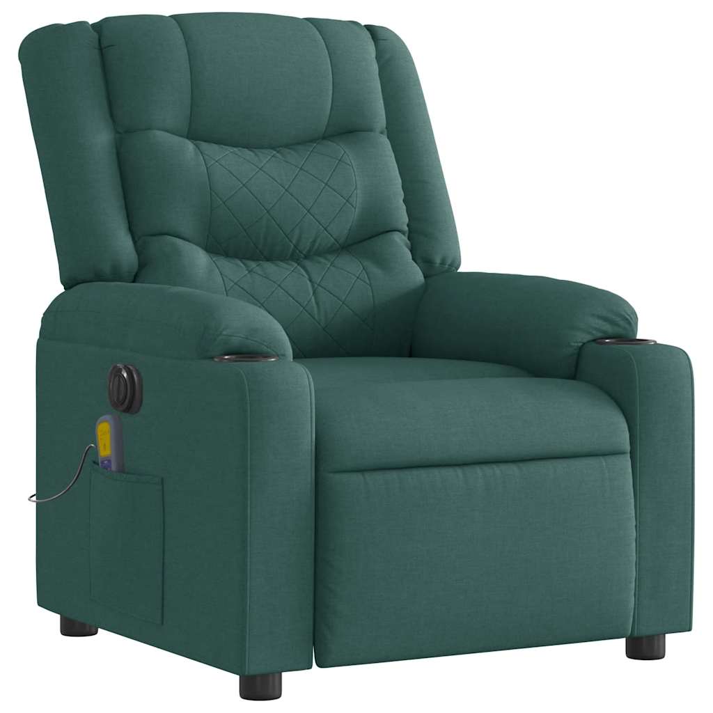 Fauteuil de massage inclinable électrique Vert foncé Tissu Fauteuils vidaXL