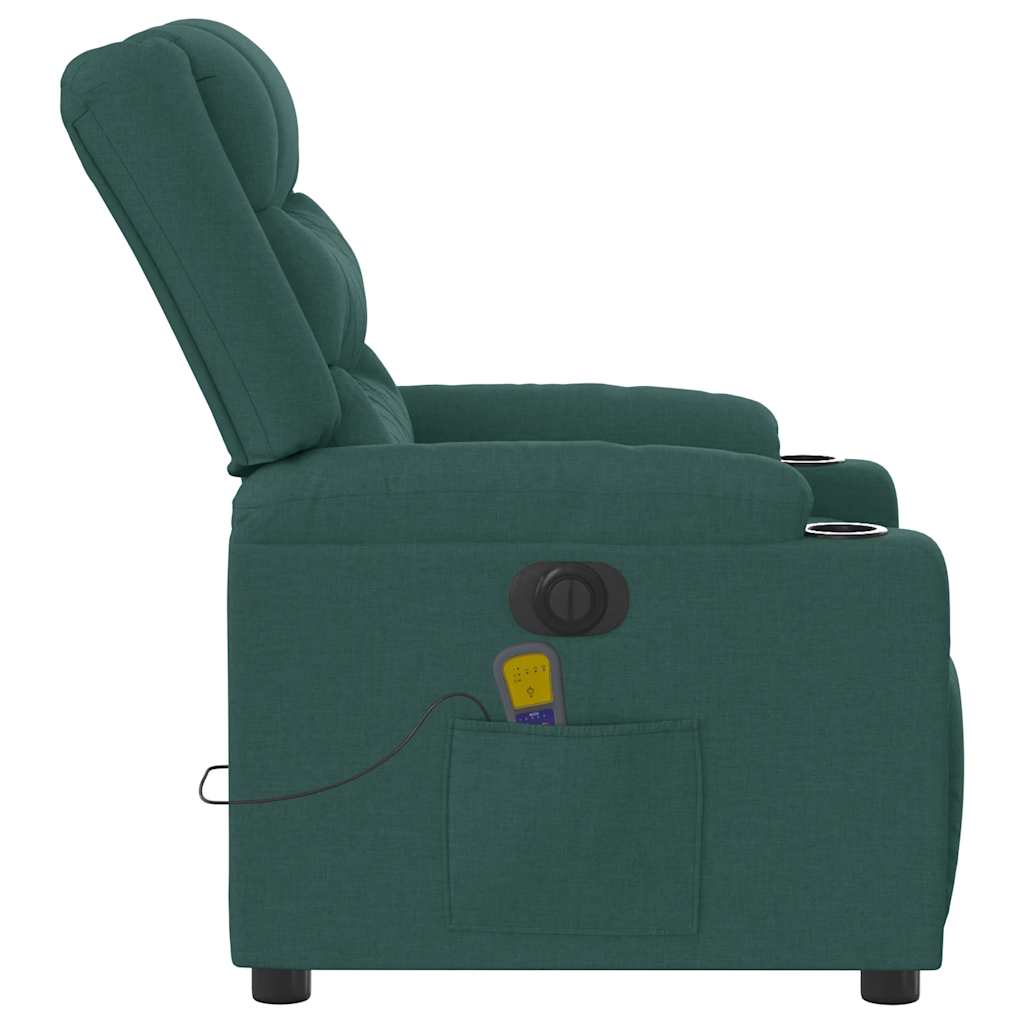 Fauteuil de massage inclinable électrique Vert foncé Tissu Fauteuils vidaXL