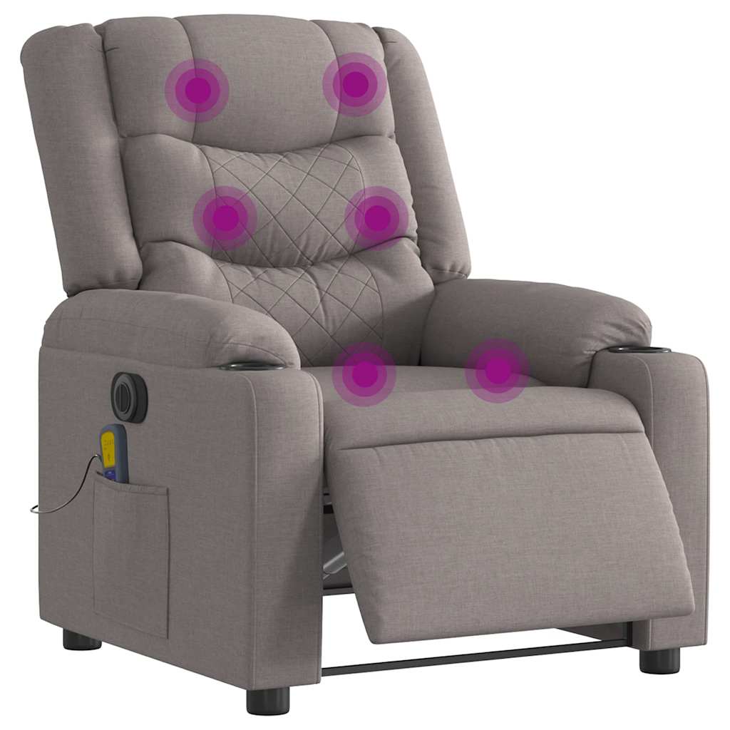 Fauteuil de massage inclinable électrique Taupe Tissu Fauteuils vidaXL