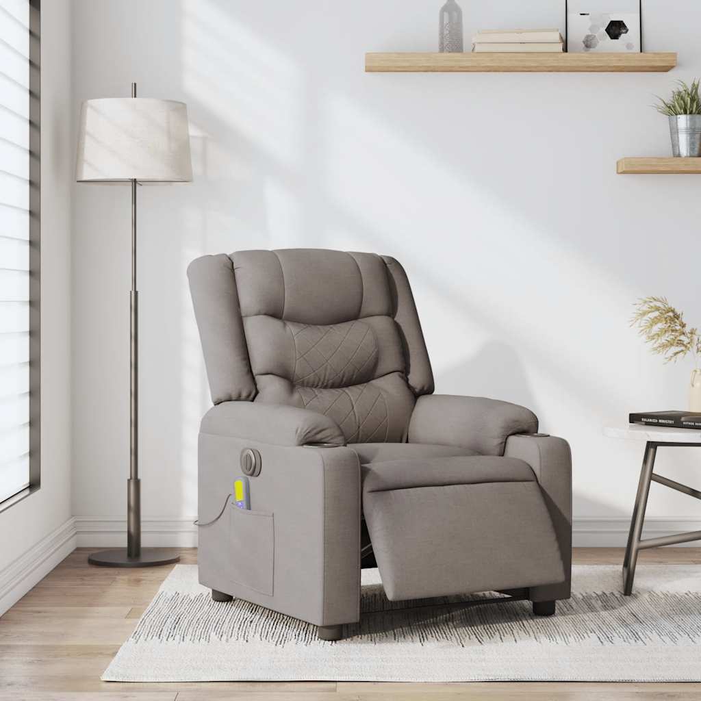 Fauteuil de massage inclinable électrique Taupe Tissu Fauteuils vidaXL