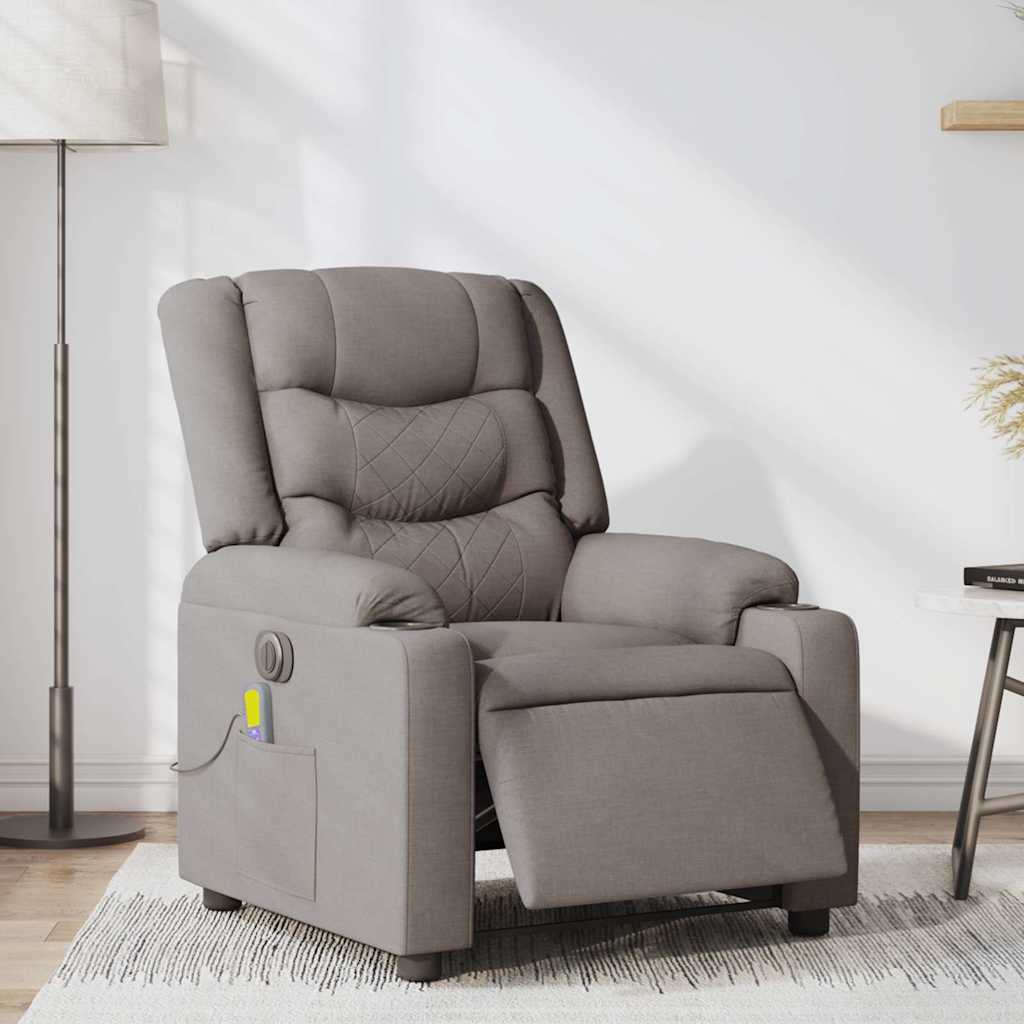 Fauteuil de massage inclinable électrique Taupe Tissu Fauteuils vidaXL